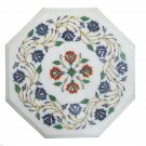 12" Marble Coffee Table Top Lapis Lazuli Carnelian Malachite Inlay Hallway Decor