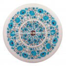 12" Marble Round Coffee Bedroom Table Top Turquoise Inlay Wedding Gift M096 12" Marble Round Coffee Bedroom Table Top Turquoise Inlay Wedding Gift M096