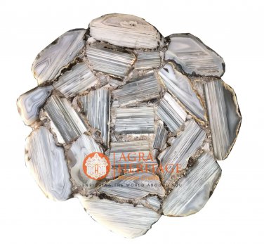24" Stone Marble Agate Bedroom Side Table Top Handmade Inlay Mosaic Decor E1219