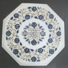 24'' Marble Coffee Table Top Semi Precious Stone Inlaid Floral Arts Garden Decor