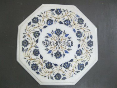 24'' Marble Coffee Table Top Semi Precious Stone Inlaid Floral Arts Garden Decor