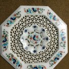 12" White Marble Side Coffee Table Top Inlaid Marquetry Handicraft Filigree Art
