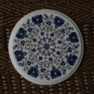 12" Round Coffee Table Top Lapis Inlaid Floral Design Marquetry Home Mosaic Arts