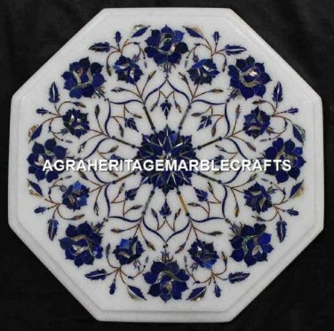 12'' Marble Top Coffee Table Lapis Lazuli Inlay Mosaic Arts Bedroom Decor H3108