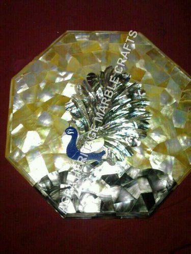 12" Marble Center Coffee Table Top Mother of Pearl Inlay Peacock Art Decor H3415