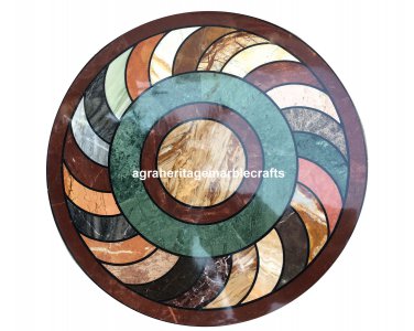 18" Marble Round inlaid Fine Coffee Table Top Marquetry Gifts For Home Decor