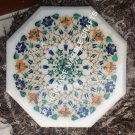 18" White Marble Coffee Octagon Top Table Malachite Beautiful Inlay Decor H5379A