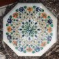 18" White Marble Coffee Octagon Top Table Malachite Beautiful Inlay Decor H5379A