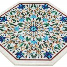 Marble Coffee Top Table Turquoise Lapis Multi Floral Inlay Home Decorative H2988