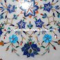 White Marble Round Plate Lapis Lazuli Marquetry Inlay Floral Kitchen Decor H1281