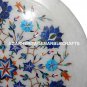 White Marble Round Plate Lapis Lazuli Marquetry Inlay Floral Kitchen Decor H1281