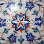 White Marble Round Plate Lapis Lazuli Marquetry Inlay Floral Kitchen Decor H1281