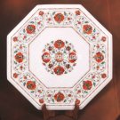 Marble Inlay Coffee Table Top Carnelian Floral Marquetry Arts Patio Decor H3732