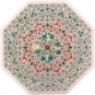 18"x18" White Top Coffee Counter Table Malachite Inlaid Floral Fine Design Arts