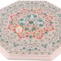 18"x18" White Top Coffee Counter Table Malachite Inlaid Floral Fine Design Arts