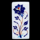 Marble White Handmade Pen & Candle Holder Lapis Inlaid Marquetry Floral Design Marble White Handmade Pen & Candle Holder Lapis Inlaid Marquetry Floral Design