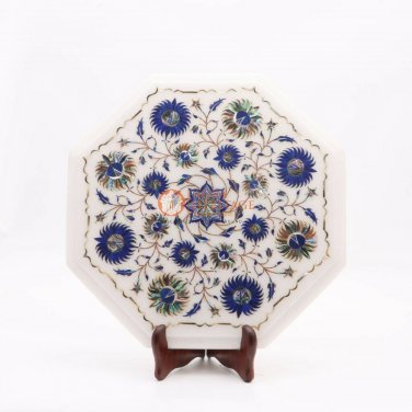 Marble Top Coffee Table Handmade Lapis Marquetry Fine Floral Art Home Depot Gift