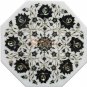 12"x12" Marble White Decorative Wall tile Inlay Black z Floral Design Home Decor