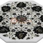 12"x12" Marble White Decorative Wall tile Inlay Black z Floral Design Home Decor