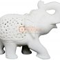 4" Marble Handmade Trunk Up Elephant Statue Filigree Inlaid New Year Eve Gifts