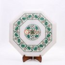 Marble White Corridor End Table Top Malachite Pietradura Floral Design Decor Art Marble White Corridor End Table Top Malachite Pietradura Floral Design Decor Art
