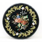 Black Marble Custom Coffee Top Table Pietradura Floral Design Handmade Decor Art