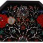 15" Marble Black Custom Table Top Carnelian Pietradura Floral Art Veterans Gifts