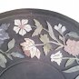 24" Black Marble Coffee Table Top Marquetry Inlay Floral Christmas Gift Decor
