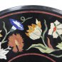 24" Black Marble Coffee Table Top Marquetry Inlay Floral Christmas Gift Decor