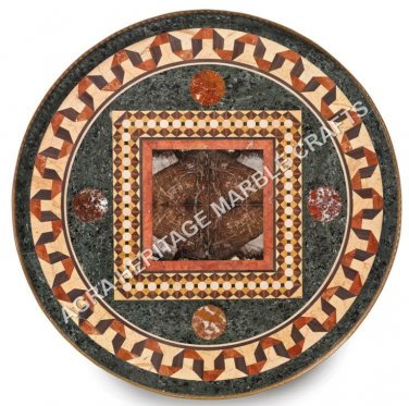 24" Black Marble Round Coffee Garden Table Top Inlay Arts Decor Furniture H5049
