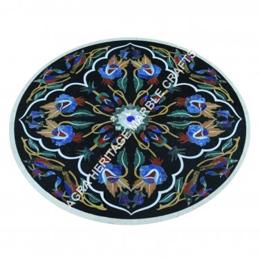 24" Marble Black Coffee Center Table Top Inlay Arts Hallway Bedroom Decor H3421