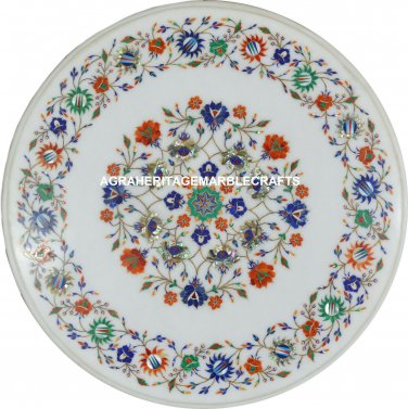 Marble Coffee Table Top Inlay Mosaic Floral Multi Art Furniture Patio Decor H950