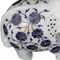 6" White Jumbo Elephant Lapis Inlaid Floral Precious Design Housewarming Gifts