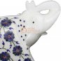 6" White Jumbo Elephant Lapis Inlaid Floral Precious Design Housewarming Gifts