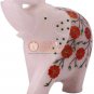 6" White Elephant Sculpture Carnelian Marquetry Floral Inlaid New Year Eve Gifts