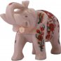 5" Marble Wild Elephant Statue Carnelian Marquetry Floral Design Veterans Gifts