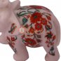 5" Marble Wild Elephant Statue Carnelian Marquetry Floral Design Veterans Gifts
