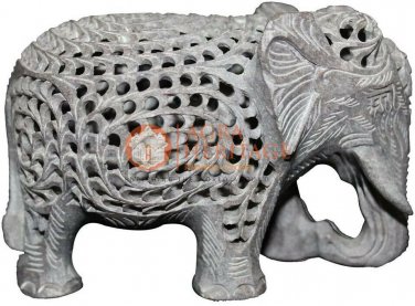 5" Marble Handmade Trunk Up Elephant Statue Best Home Decorative Veterans Gifts