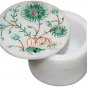 2"x2" Marble White Trinket Ring Box Malachite Inlay Floral Birthday Gifts Decor