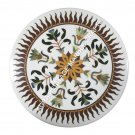 36" Marble Top Dining Table Marquetry Inlay Handmade Arts Outdoor Decor H5164B