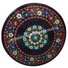 36" Marble Round Dining Rooom Table Top Multi Marquetry Inlay Garden Decor H4326