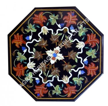 24" Marble Coffee Bedroom End Table Top Handicraft Inlay Floral Patio Decor E485