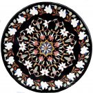 3' Black Marble Dining Center Table Top Inlaid Stone Floral Art Occasion Decor