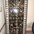 4'x2' Black Marble Dining Contemporary Table Top Floral Marquetry Inlaid H4872