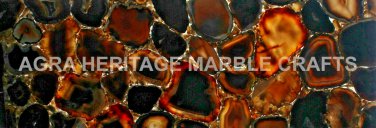 4'x2' Buy Marble Top Dining Table Online Black Agate Stone Baklit Art Decor E275