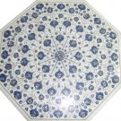 24" White Marble Side Corner Table Top Lapis Lazuli Inlay Floral Garden Decor
