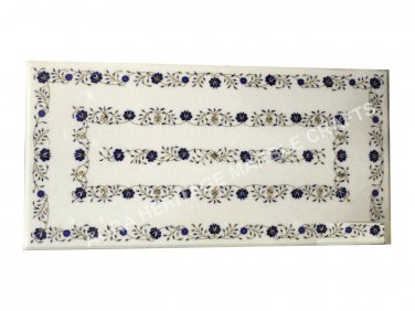 Marble Big Dining Table Top Lapis Lazuli Inlay Stone Hallway Decor E1506