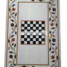 4'x2' Marble Chess Board Dining Table Inlay Play Game Marquetry Floral Art H3301