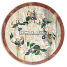 Round Marble Coffee Table Top Precious Stone Inlaid Floral Kitchen Decor H3911