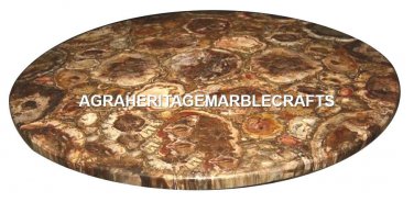 Marble Side Coffee Table Top Pietra Dura Real Tiger eye Stone Center Decor H2493